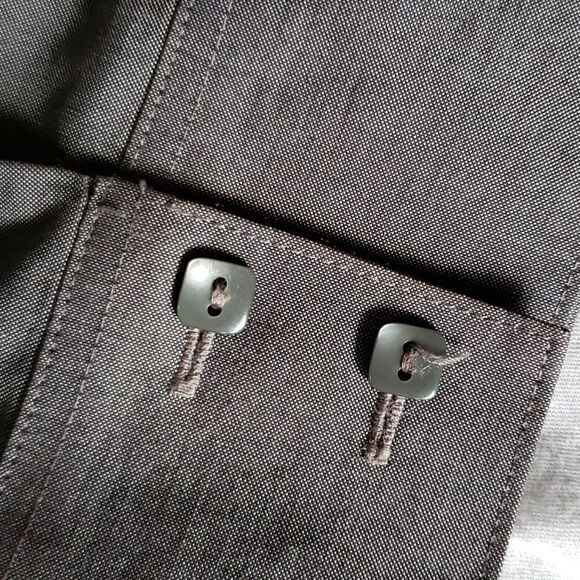 FOXCROFT Gray Office 3/4 Sleeve Non-Iron Fitted Collared Cotton Button-Up 12P - Picture 6 of 11